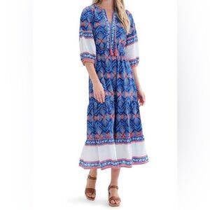 Hatley Celine Maxi Dress in Diamond Shibori, Size S
